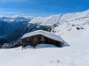 Winteridyll auf der Belalp 2130m: li Mischabelgruppe,  Birgischgrat, Foggenhorn 2569m