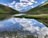 am Schwellisee 1930m; Mederger Flue 2706m, Tiejer Flue 2781m, Furggahorn 2727m