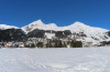 Blick auf Davos Dorf; Schiahorn 2709m, Weissflue 2843m, Grüenenturm 2465m, Schafläger 2681m