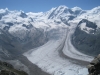 Monte Rosa Nordend 4609m, Dufourspitze 4643m, Liskamm 4527m, West, Lukamm 4479m, li Grenzgletscher, re Zwillingsgletscher