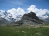 Ausblick beim Abstieg vom Gornergrat; mit kl. Matterhorn und Riffelhorn 2827m