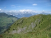 Blick vom Tguma nach Tenna, Flimserstein, Tristelhorn, Calanda