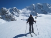 Marianne auf der Diavolezza 2978m mit Piz Cambrena  3602m, Piz PalÃ¼ 3900m