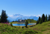 auf dem Schneene Bodu; Wasserreservoir; Weissmies, Fletschhorn und Mischabelgruppe